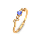 Minimal Leaf Promise Ring with Tanzanite and Diamond Tanzanite - ( AAA ) - Quality - Rosec Jewels