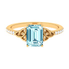 Octagon Cut Solitaire Aquamarine Celtic Engagement Ring with Diamond Aquamarine - ( AAA ) - Quality - Rosec Jewels