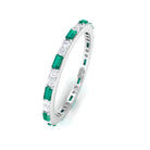 1 CT Genuine Emerald and Diamond Eternity Ring Emerald - ( AAA ) - Quality - Rosec Jewels