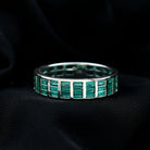 Baguette Cut Lab Grown Emerald 3 Row Wide Eternity Band Lab Created Emerald - ( AAAA ) - Quality - Rosec Jewels