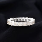 Princess Cut Certified Moissanite Full Eternity Ring Moissanite - ( D-VS1 ) - Color and Clarity 92.5 Sterling Silver 11.5 - Rosec Jewels