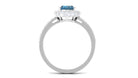 Oval London Blue Topaz Classic Halo Engagement Ring with Moissanite London Blue Topaz - ( AAA ) - Quality - Rosec Jewels