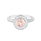 Classic Morganite Engagement Ring with Diamond Morganite - ( AAA ) - Quality - Rosec Jewels