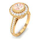 Classic Morganite Engagement Ring with Diamond Morganite - ( AAA ) - Quality - Rosec Jewels