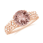 2 CT Morganite Floral Inspired Engagement Ring with Diamond Morganite - ( AAA ) - Quality - Rosec Jewels