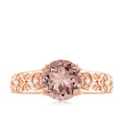 Rosec Jewels-2 CT Morganite Floral Inspired Engagement Ring with Diamond