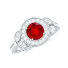 2 CT Vintage Inspired Created Ruby Engagement Ring with Diamond Lab Created Ruby - ( AAAA ) - Quality - Rosec Jewels