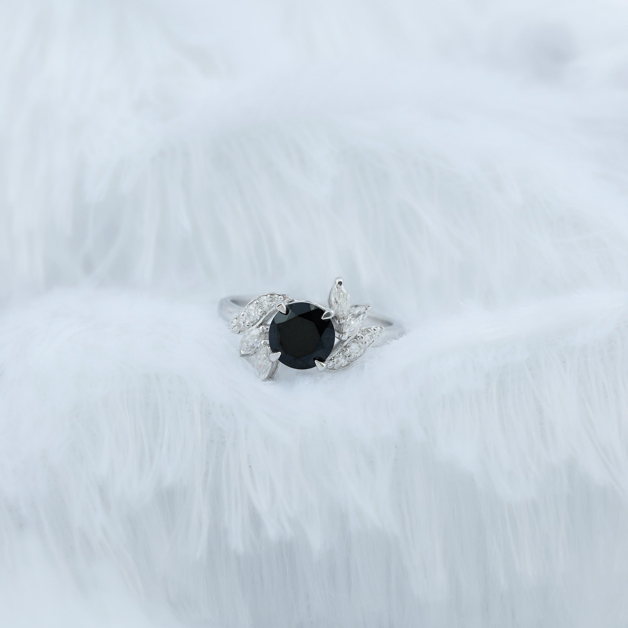 10K Black Spinel & White deals Sapphire Ring