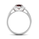 3.75 CT Vintage Inspired Garnet Engagement Ring with Diamond Garnet - ( AAA ) - Quality - Rosec Jewels