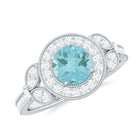 Sky Blue Topaz Vintage Beaded Engagement Ring with Diamond Sky Blue Topaz - ( AAA ) - Quality - Rosec Jewels