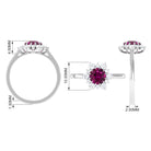 1.75 CT Classic Rhodolite Engagement Ring with Diamond Halo Rhodolite - ( AAA ) - Quality - Rosec Jewels