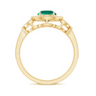 Vintage Inspired Created Emerald and Diamond Engagement Ring Lab Created Emerald - ( AAAA ) - Quality - Rosec Jewels