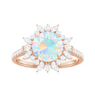 Rosec Jewels-3 CT Ethiopian Opal Cocktail Ring with Moissanite Floral Halo