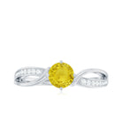 Round Yellow Sapphire and Diamond Infinity Engagement Ring Yellow Sapphire - ( AAA ) - Quality - Rosec Jewels