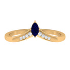 Marquise Cut Blue Sapphire and Diamond V Shape Enhancer Ring Blue Sapphire - ( AAA ) - Quality - Rosec Jewels