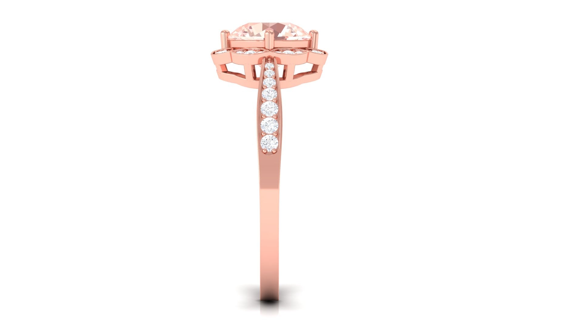 Designer Morganite and Diamond Halo Engagement Ring Morganite - ( AAA ) - Quality - Rosec Jewels