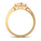 Designer Morganite and Diamond Halo Engagement Ring Morganite - ( AAA ) - Quality - Rosec Jewels