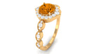 Citrine Vintage Style Engagement Ring with Diamond Accent Citrine - ( AAA ) - Quality - Rosec Jewels