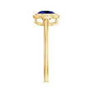 Round Lab-Created Blue Sapphire Solitaire Gold Ring in Bezel Setting Lab Created Blue Sapphire - ( AAAA ) - Quality - Rosec Jewels