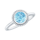 Bezel Set Round Aquamarine Solitaire Promise Ring Aquamarine - ( AAA ) - Quality - Rosec Jewels