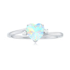 Minimal Ethiopian Opal Solitaire Heart Ring with Diamond Ethiopian Opal - ( AAA ) - Quality - Rosec Jewels