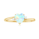 Minimal Ethiopian Opal Solitaire Heart Ring with Diamond Ethiopian Opal - ( AAA ) - Quality - Rosec Jewels