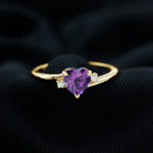 Rosec Jewels-Heart Shape Amethyst Solitaire Promise Ring with Moissanite