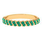 Classic Half Eternity Band Ring with Round Emerald Emerald - ( AAA ) - Quality - Rosec Jewels