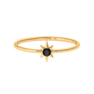 Round Black Spinel Sunburst Promise Ring Black Spinel - ( AAA ) - Quality - Rosec Jewels