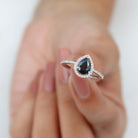 1.25 CT Minimal Black Spinel Engagement Ring with Diamond Accent Black Spinel - ( AAA ) - Quality - Rosec Jewels