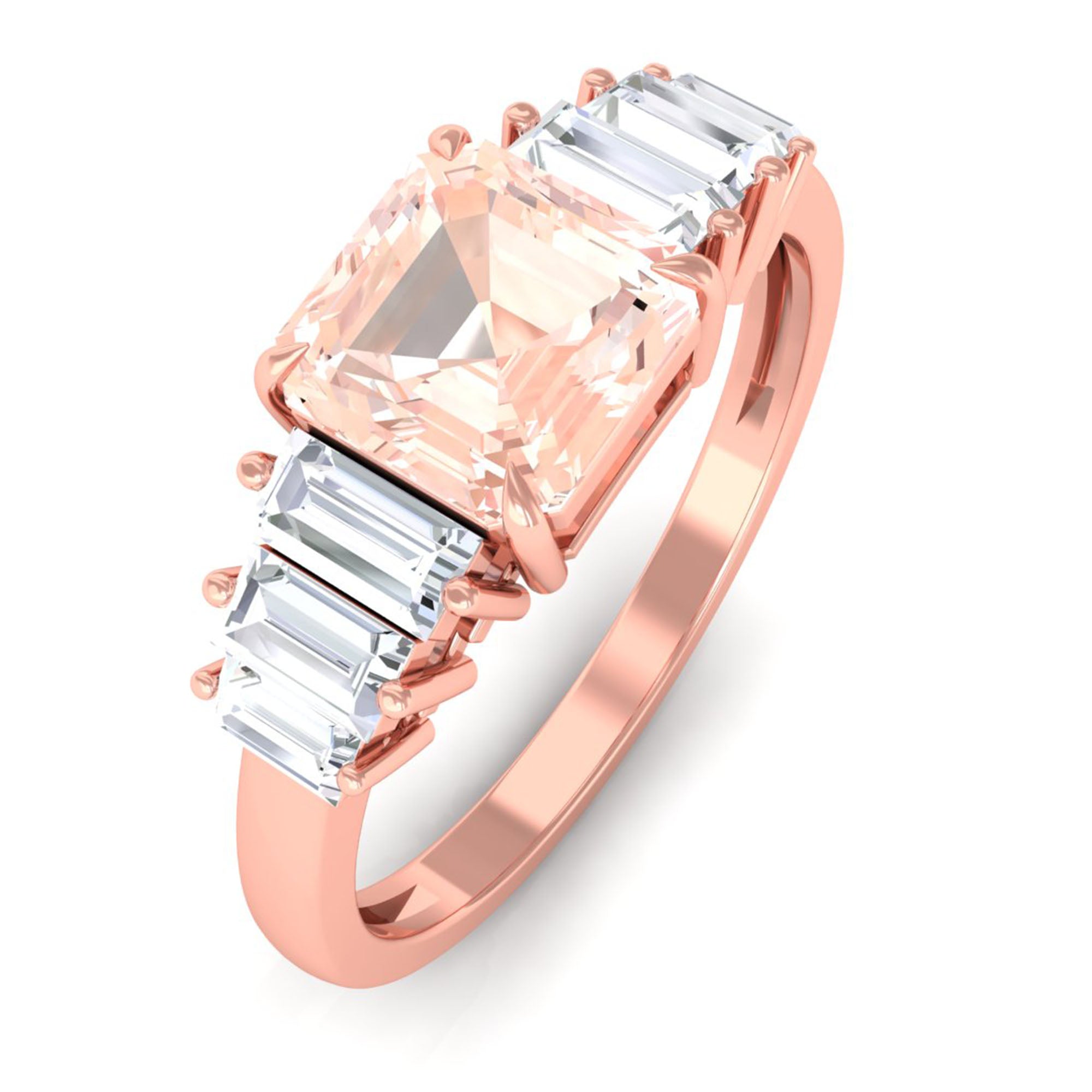 Real Morganite Designer Engagement Ring Morganite - ( AAA ) - Quality - Rosec Jewels