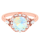 Cushion Cut Ethiopian Opal Cocktail Engagement Ring with Diamond Accent Ethiopian Opal - ( AAA ) - Quality - Rosec Jewels