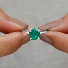 Simple Round Lab Grown Emerald Solitaire Ring Lab Created Emerald - ( AAAA ) - Quality - Rosec Jewels