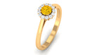 1 CT Natural Yellow Sapphire Engagement Ring with Diamond Yellow Sapphire - ( AAA ) - Quality - Rosec Jewels