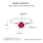 Round Ruby and Diamond Halo Engagement Ring Ruby - ( AAA ) - Quality - Rosec Jewels