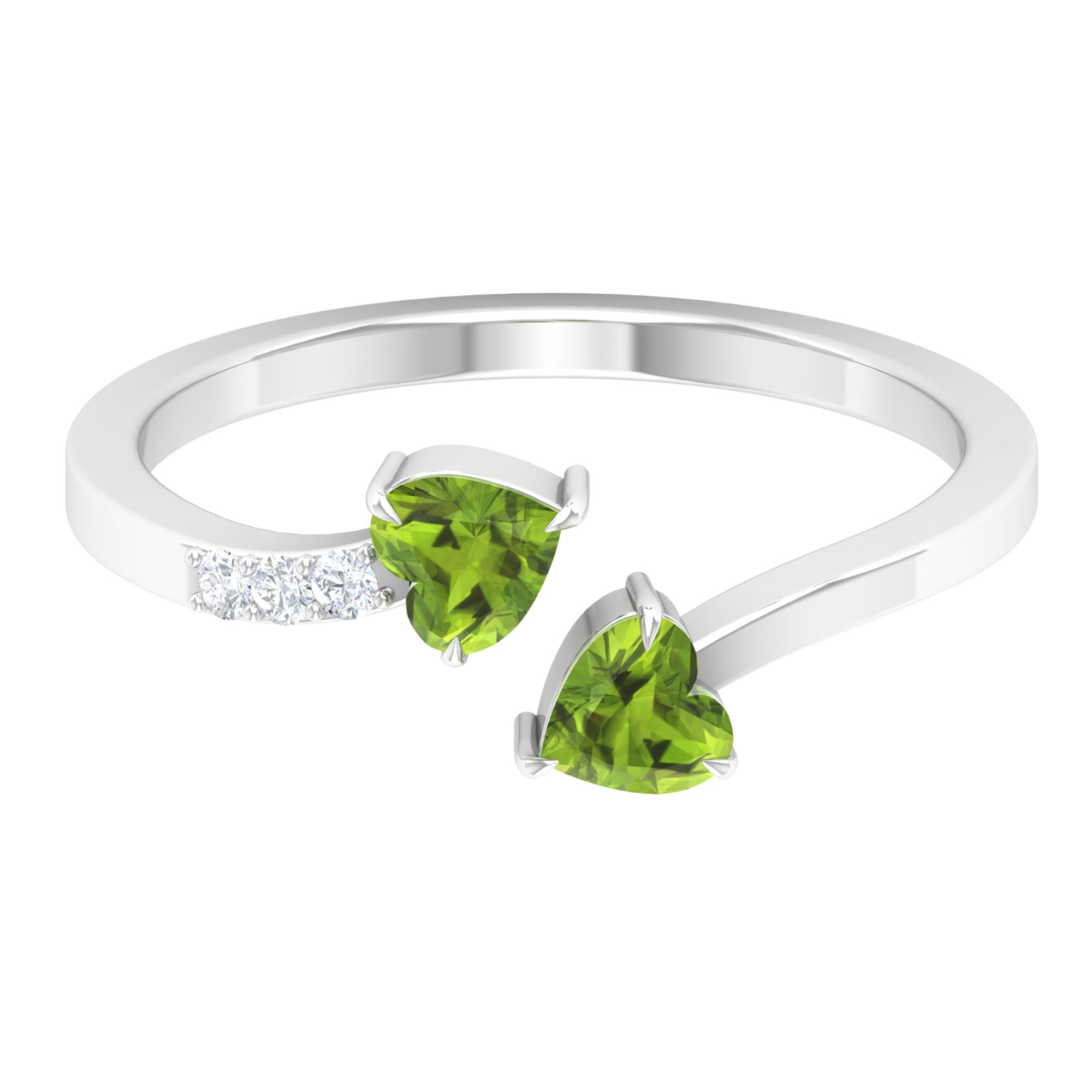 Oval shaped August birthstone ring sterling silver half bezel set peridot cocktail fashion ring