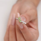 Heart Peridot Promise Ring with Diamond Peridot - ( AAA ) - Quality - Rosec Jewels