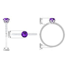 Amethyst and Diamond Solitaire Promise Ring Amethyst - ( AAA ) - Quality - Rosec Jewels