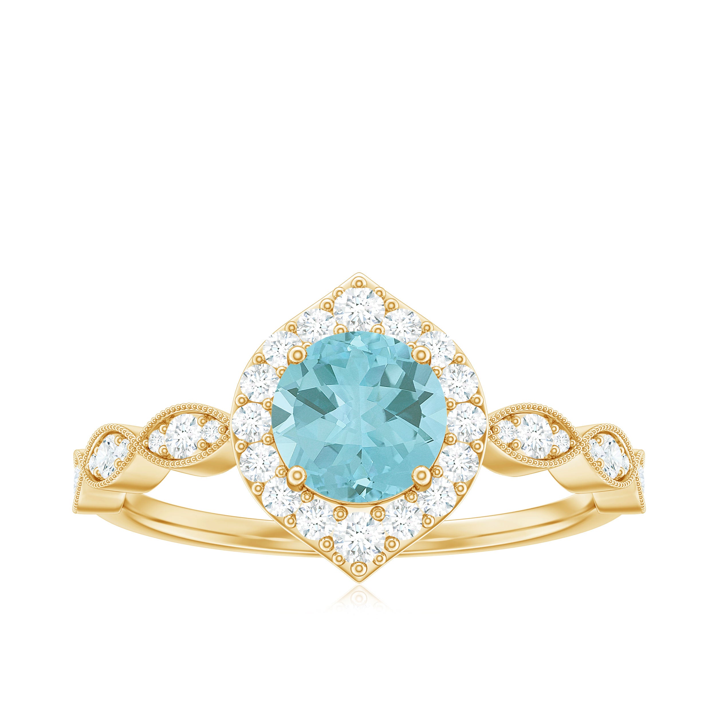 1.75 CT Sky Blue Topaz Vintage Engagement Ring with Diamond Accent Sky Blue Topaz - ( AAA ) - Quality - Rosec Jewels