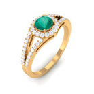 Split Shank Emerald Engagement Ring with Real Diamond Emerald - ( AAA ) - Quality - Rosec Jewels