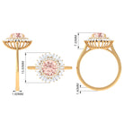 Rosec Jewels-Round Morganite Cocktail Ring with Moissanite Double Halo