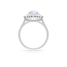 Moonstone and Moissanite Double Halo Cocktail Engagement Ring Moonstone - ( AAA ) - Quality - Rosec Jewels