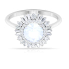 Moonstone and Moissanite Double Halo Cocktail Engagement Ring Moonstone - ( AAA ) - Quality - Rosec Jewels