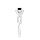 Criss Cross Shank Garnet and Diamond Halo Engagement Ring Garnet - ( AAA ) - Quality - Rosec Jewels