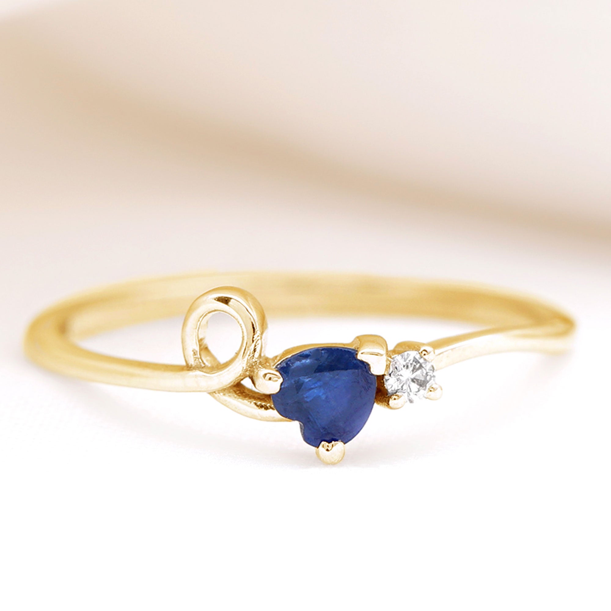 Created Blue Sapphire Twisted Promise Ring Lab Created Blue Sapphire - ( AAAA ) - Quality - Rosec Jewels