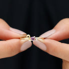 Heart Shape Real Amethyst and Diamond Twisted Promise Ring Amethyst - ( AAA ) - Quality - Rosec Jewels