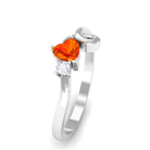 Heart Shape Orange Sapphire and Diamond Twisted Promise Ring Orange Sapphire - ( AAA ) - Quality - Rosec Jewels