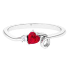 Created Ruby Heart Ring With Moissanite Lab Created Ruby - ( AAAA ) - Quality - Rosec Jewels