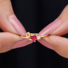 Created Ruby Heart Ring With Moissanite Lab Created Ruby - ( AAAA ) - Quality - Rosec Jewels