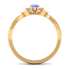 Split Shank Tanzanite Flower Engagement Ring with Diamond Tanzanite - ( AAA ) - Quality - Rosec Jewels